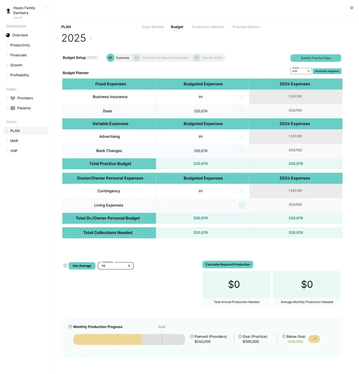 Budget and planning module